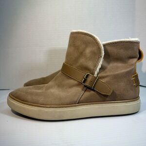 Sketchers Keepsneak Ankle Boots Faux Fur Lined Booties Taupe Women's Size 6.5